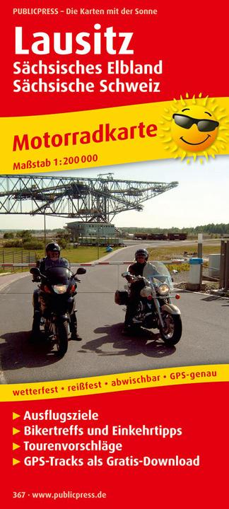 Actual product image PublicPress Motorbike Map Lusatia, Saxon Elbland, Saxon Switzerland