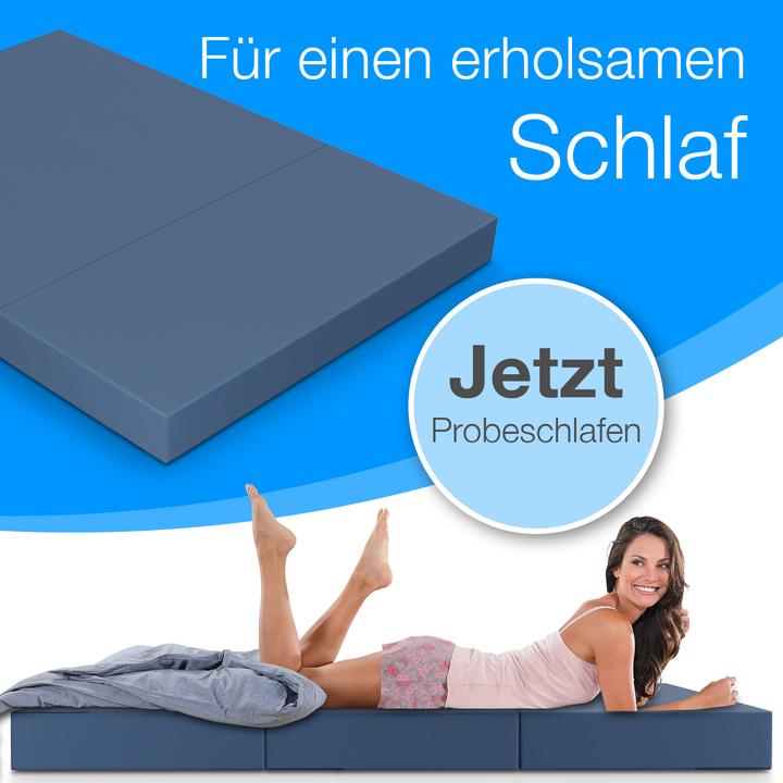 Produktbild Bestschlaf Klappmatratze, 3-teilige Faltmatratze, Reisebett, Gästematratze (140 x 195 cm, Schaumstoffkern)