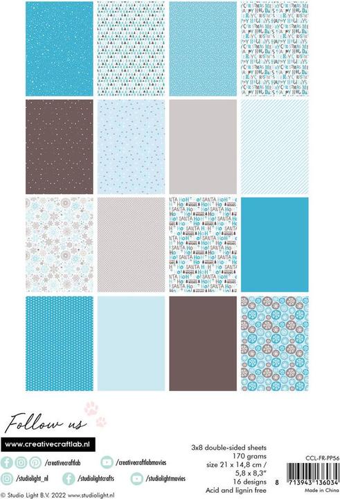 Image du produit art by marlene Papier à dessin "Snowflake kisses" Friendz (170 g/m², 24 x)