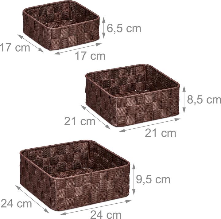 Immagine prodotto Relaxdays 3x cestino portaoggetti (3 x, 24 x 24 x 9,5 cm)