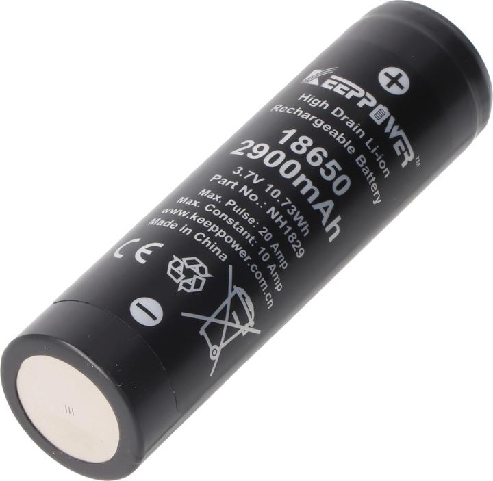 Actual product image Keeppower Battery IMR18650 10A Button Top (1 pcs., 18650, 2900 mAh)