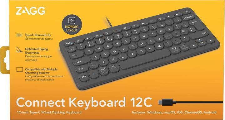 Actual product image Zagg Connect 12C keyboard USB QWERTY Danish, Finnish, Icelandic, Norwegian, Swedish Black (Eng. Int., Cable)