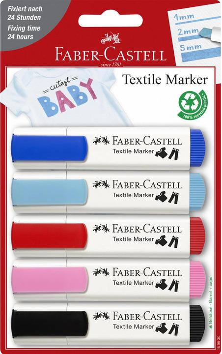 Produktbild Faber-Castell Textilmarker (Mehrfarbig, 5 mm, 5 x)