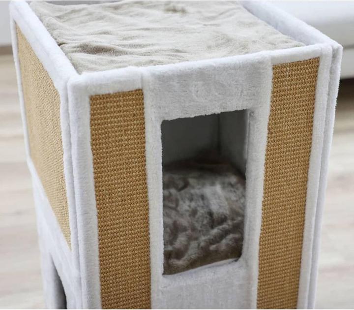 Produktbild Kerbl Kratztonne Galina, 40x40x78cm, weiss (78 cm, Weiss, Braun)