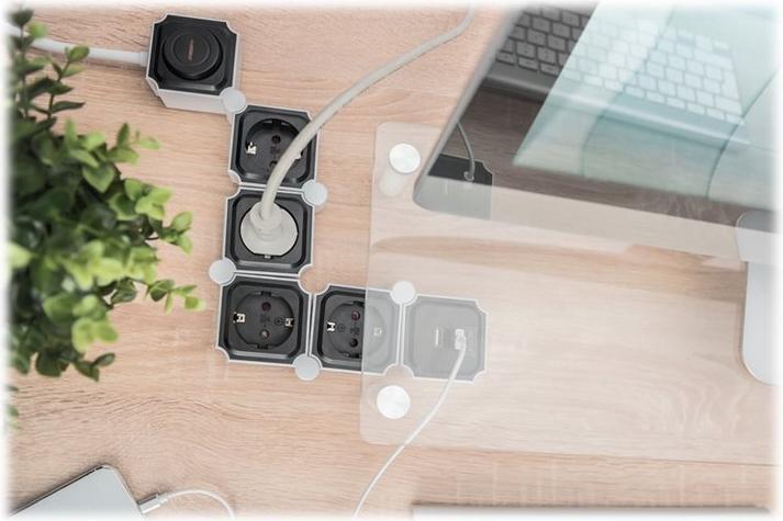 Actual product image Digitus Flexible Power Strip, 4-way with 2 USB Ports & Switch (4 x, CEE 7/3, 1.60 m)