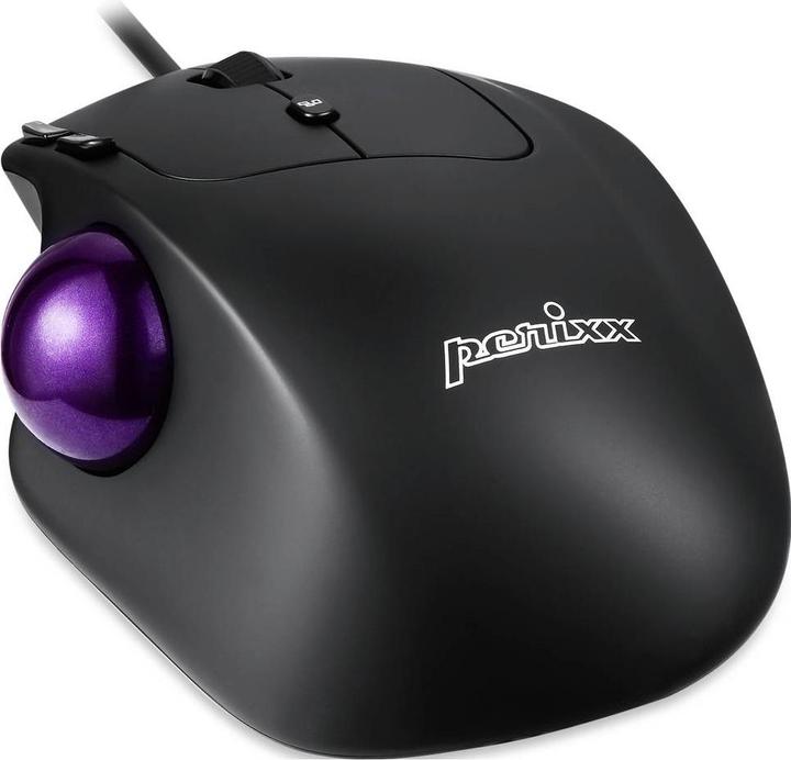 Actual product image Perixx PERIMICE-520, wired ergonomic trackball mouse, adjustable angle, 2 DPI level, black (Cable)