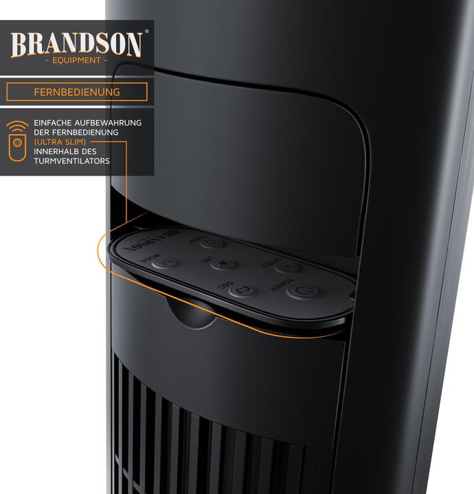 Image du produit Brandson Ventilateur de tour, télécommande, ventilateur de pied 108 cm, inclinable à 10°, oscillation, 4 (52 dB)