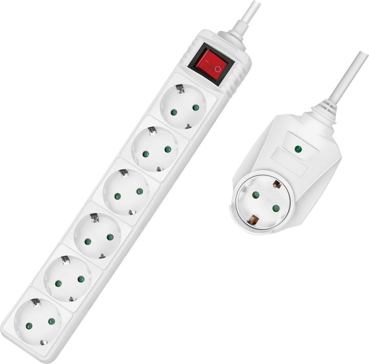 Actual product image LogiLink Power strip 7-way + switch, 6x CEE 7/3 + 1 through plug, 2 m (6 x, CEE 7/3, 2 m)