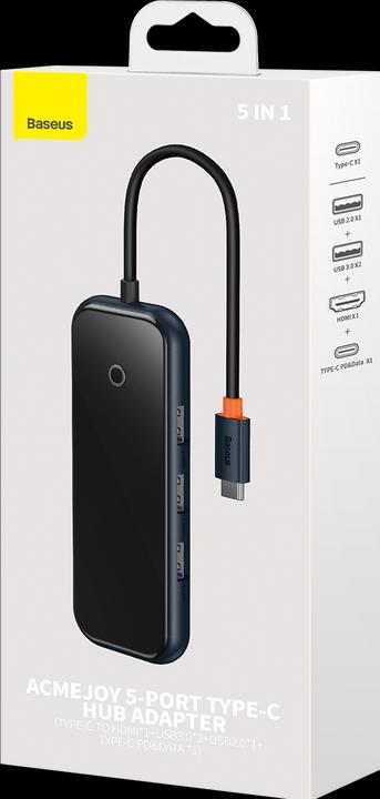 Produktbild Baseus AcmeJoy 5-Port Type-C HUB AdapterType-C to HDMI*1+USB3.0*2+USB2.0*1+Type-C PD&Data *1Dark Gray (USB-C, 5 Ports)