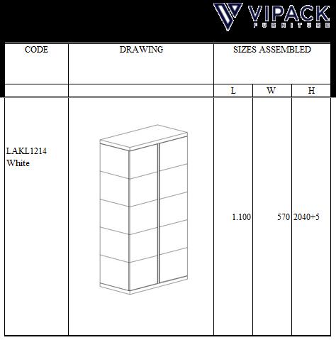 Produktbild Vipack Lara 2 Türen Schrank Weiss (110 cm)