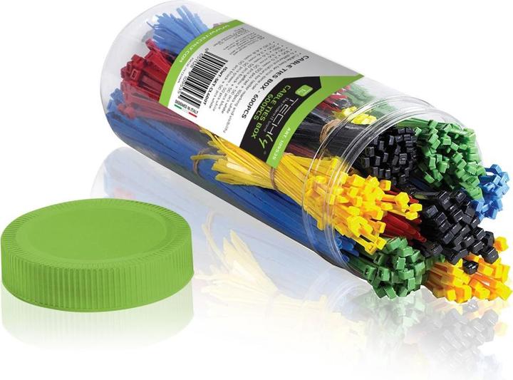 Techly Colored Cable Ties Box 600pcs (Kunststoffkabelbinder, 255 mm, 600 Stk.)