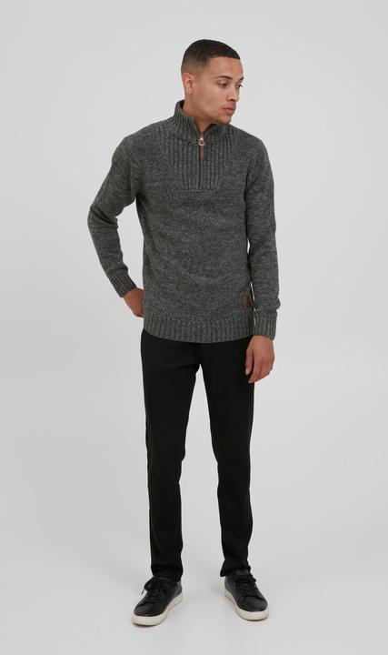 Actual product image Solid Philostrate Men's Jumper Chunky Knit Pullover Troyer Made Of 100% Cotton With Zipper (L)