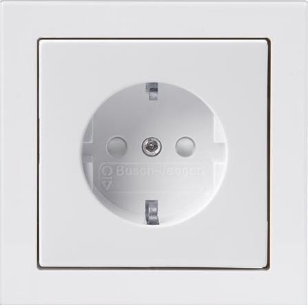 Actual product image ABB Impressivo single socket outlet, complete with cover and frame white high gloss (RAL9016), 16A 25