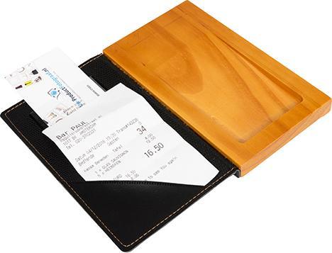 Image du produit Securit Porte-factures WOOD, en cuir et bois, noir (1 x)