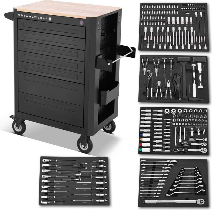 Image du produit Stahlwerk Chariot d'atelier CROW Chariot à outils Chariot de montage 235 outils CrV (235 x)
