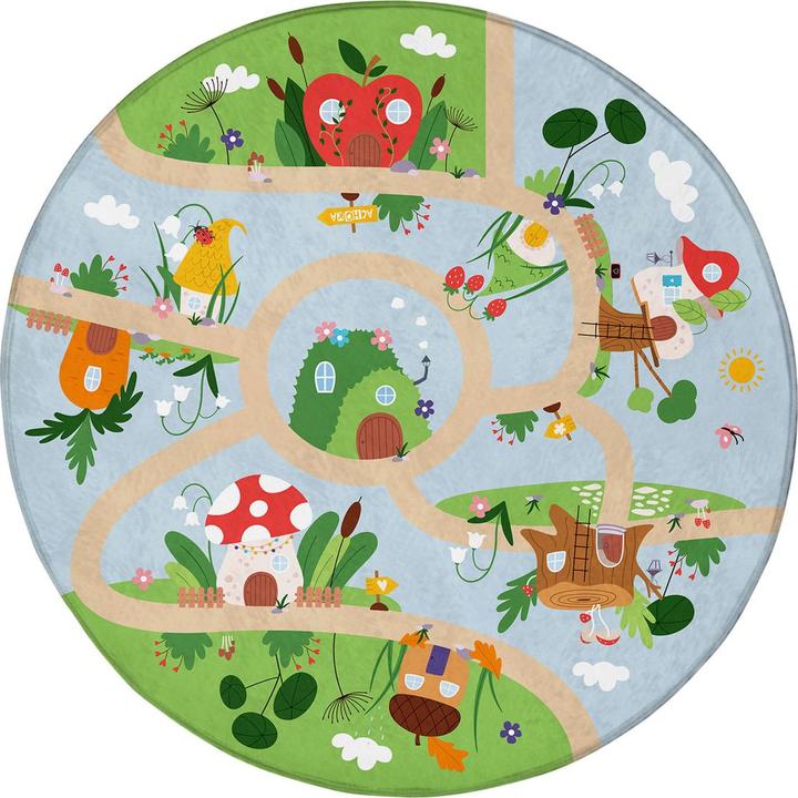 Actual product image Achoka Play Mat Mushroom Houses, 100cm (100 x 100 cm)