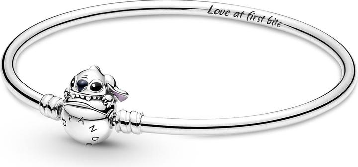 Pandora Disney Stitch Biting Clasp Armreif (19 cm, Silber 925, Emaille)