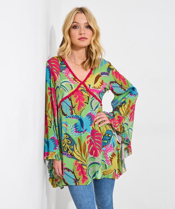 Actual product image Joe Browns Tropical Print Long Sleeve Tunic Dress (12)
