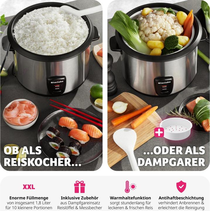 Immagine prodotto tectake Reiskocher mit Dampfgareinsatz