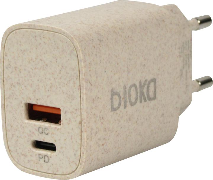 Actual product image Bioka Double Adapter 20W Biodegradable Eco-friendly USB-C Power Delivery (20 W)