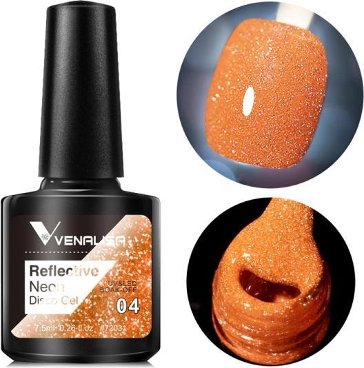 Produktbild Venalisa Gellack Reflective Neon Disco Gel BD04 (Orange Glitzer, Gel-Effekt Nagellack)