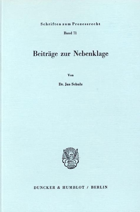 Actual product image Beiträge zur Nebenklage. (Jan Schulz, 1982)