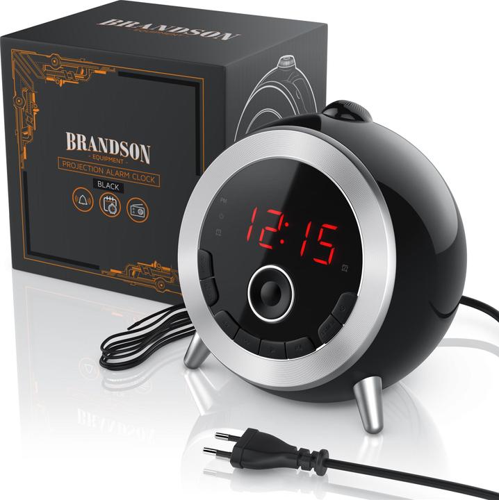 Actual product image Brandson Projection alarm clock, digital retro radio alarm clock with projection, FM radio, compact size