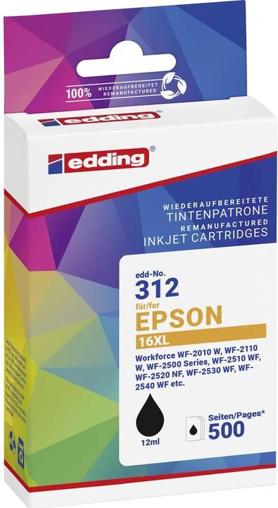 Produktbild Edding Druckerpatrone ersetzt Epson T16XL (T1631) Kompatibel Schwarz EDD-312 1