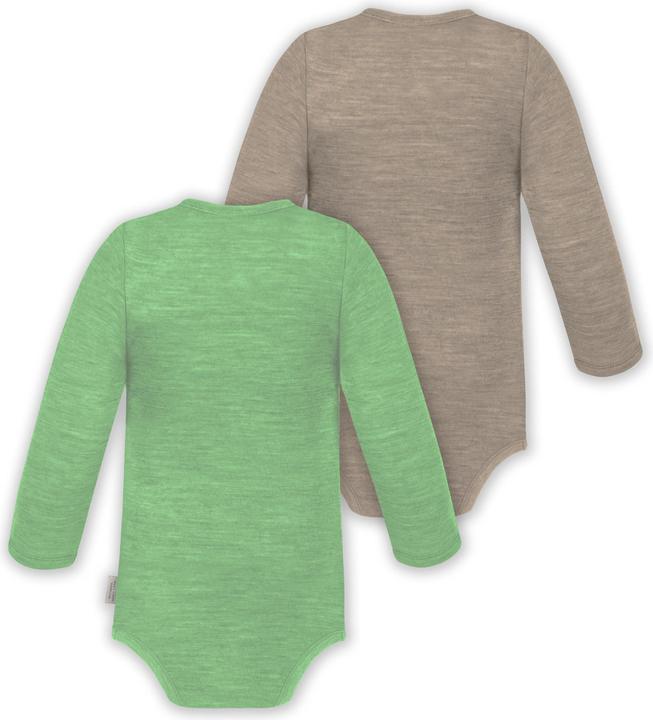 Actual product image Normani Set of 2 unisex baby wrap-around long-sleeved romper onesies made from merino wool - 9351 (86)