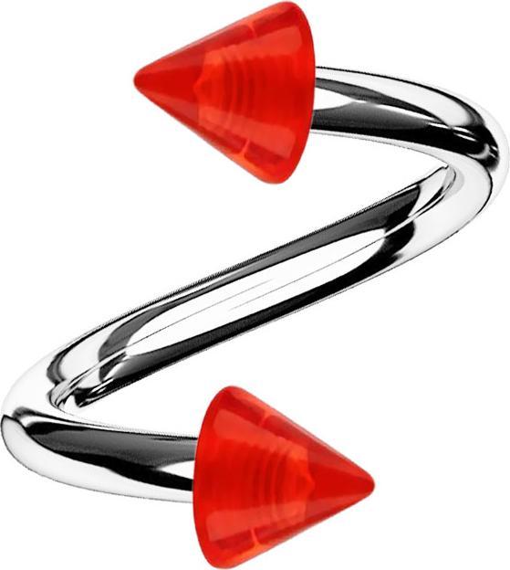 Immagine prodotto Star Piercing Micro Spirale silber mit zwei Cones rot transparent (Acciaio chirurgico 316L, senza ottone, Acrilico)