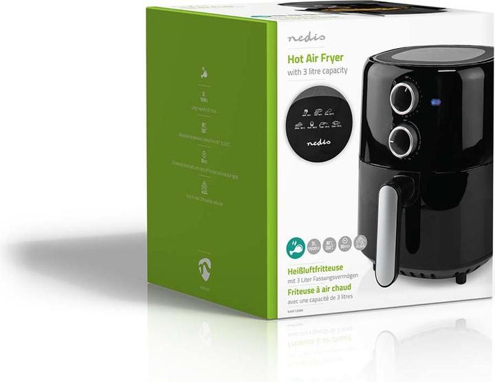 Produktbild Nedis Heissluft Friteuse | 3 l | Timer: 30 min | Analog | Schwarz (EU-Stecker)
