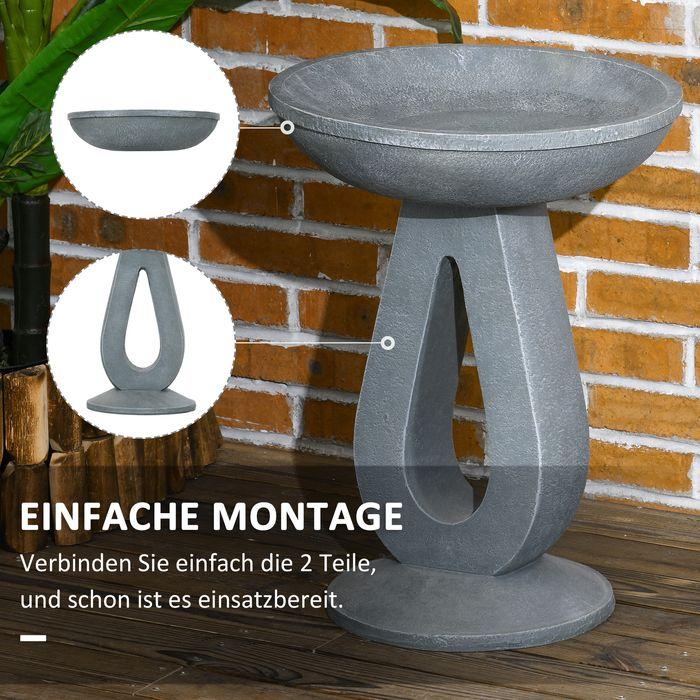 Image du produit Swisshandel24 Vogeltränke, Vogelbad mit Ständer, Stein-Look, Grau