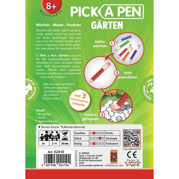 Image du produit Amigo Pick a Pen : Jardins Roll + Write 2-4 joueurs 8+ (Allemand)