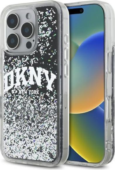 Actual product image DKNY DKHCP16LLBNAEK iPhone 16 Pro 6.3" black/black hardcase Liquid Glitter Arch Logo (Apple iPhone 16 Pro)