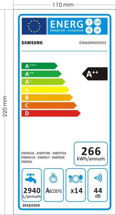 Energy Label Samsung DW60M6050SS