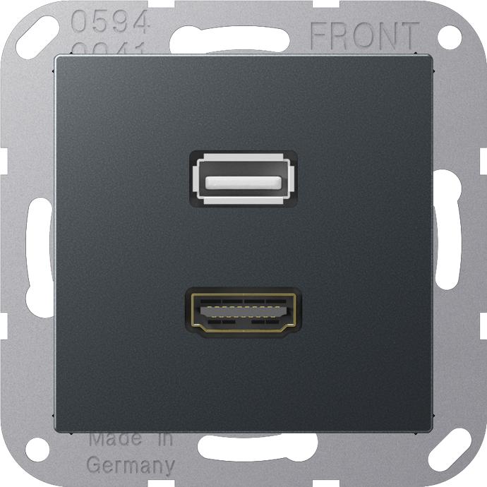 JUNG Multimedia socket HDMI + USB MA A 1163 ANM