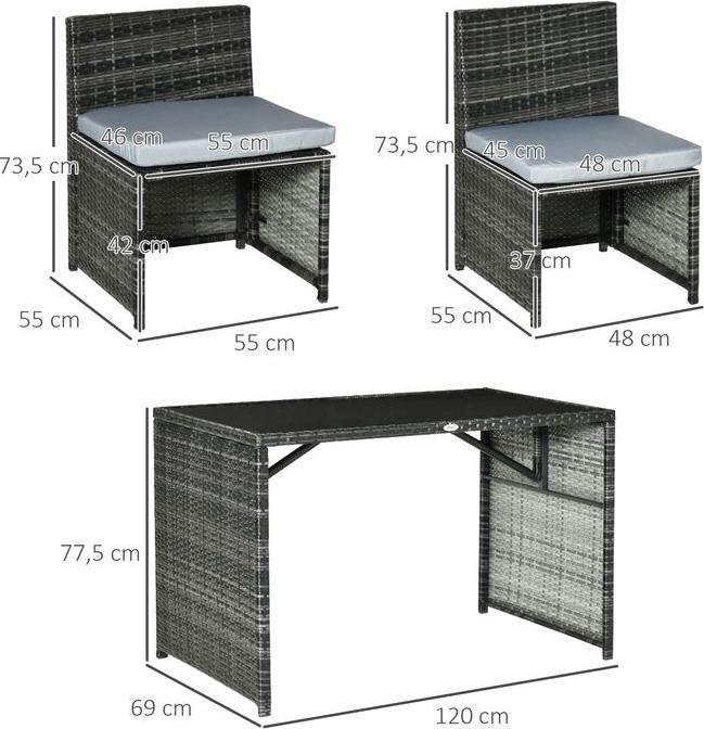Image du produit Swisshandel24 Meuble de jardin en poly rotin pour 4 personnes, groupe de repas en rotin, ensemble de salon avec