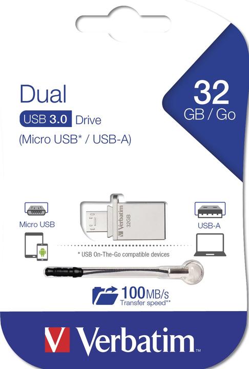Actual product image Verbatim Store n Go OTG 32GB Micro Drive USB 3.0 (32 GB, USB 3.0, USB-A)