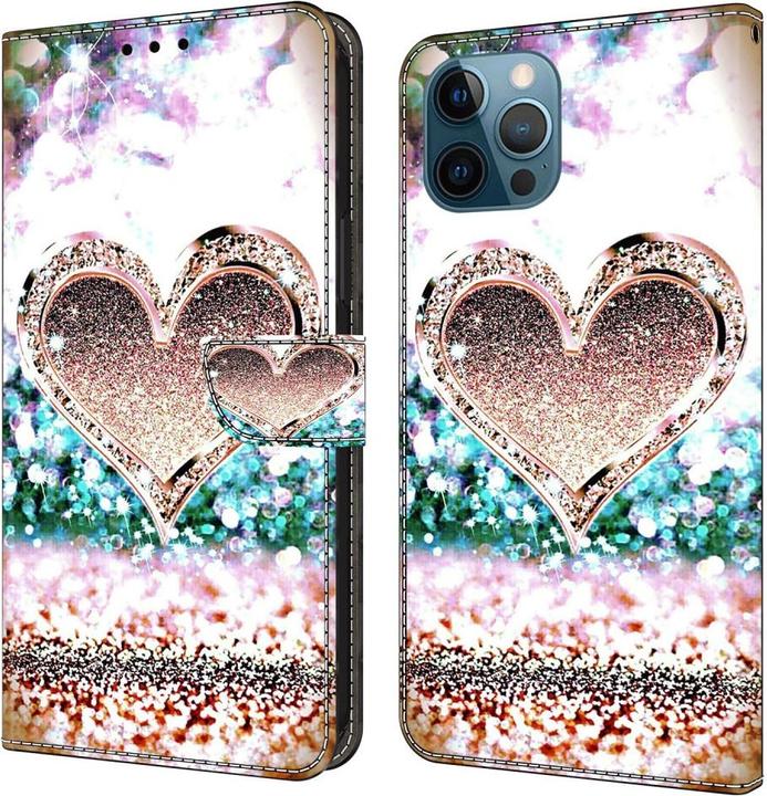 Image du produit Art iPhone 15 Pro Max Livre Etui avec porte-carte coeur doré (Apple iPhone 15 Pro Max)