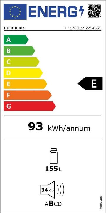 Energy Label Liebherr TP 1760 (155 l)