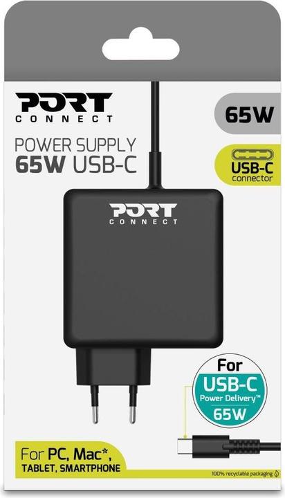 Produktbild Port Designs 900097B-EU Ladegerät für Mobilgeräte Schwarz (65 W)
