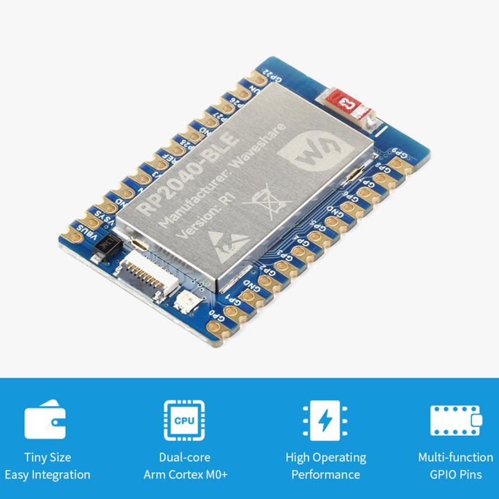 Produktbild WaveShare RP2040-BLE Raspberry Pi Pico basiert mit Bluetooth 5.1