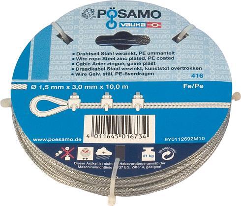 Immagine prodotto Pösamo Fune metallica Psamo 4 mm, 10 m in acciaio zincato (10 m)