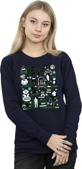 Actual product image Elf Womens/Ladies Infographic Poster Sweatshirt (L)