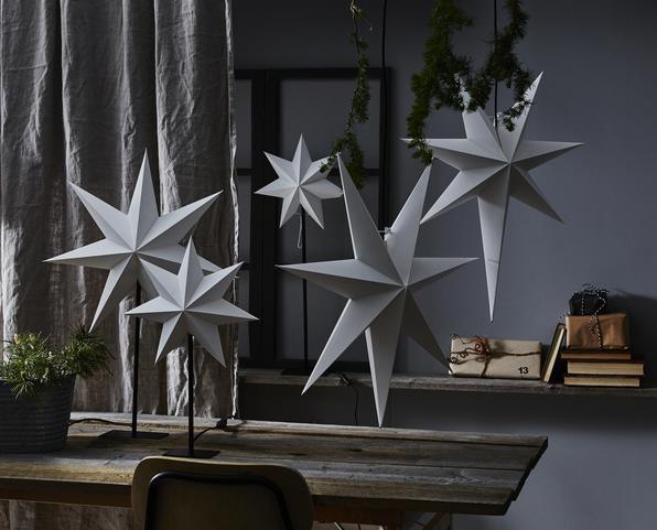 Produktbild Star Trading Papierstern on base FROZEN weiss 34x55cm 1 LED E14