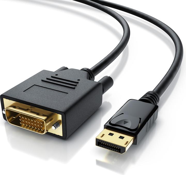 Produktbild CSL DisplayPort Video-Kabel, 20 Pins, DVI-D, Monitorkabel, HDCP und EDID Zertifiziert, FHD Ausflösung (2 m, DisplayPort, DVI)