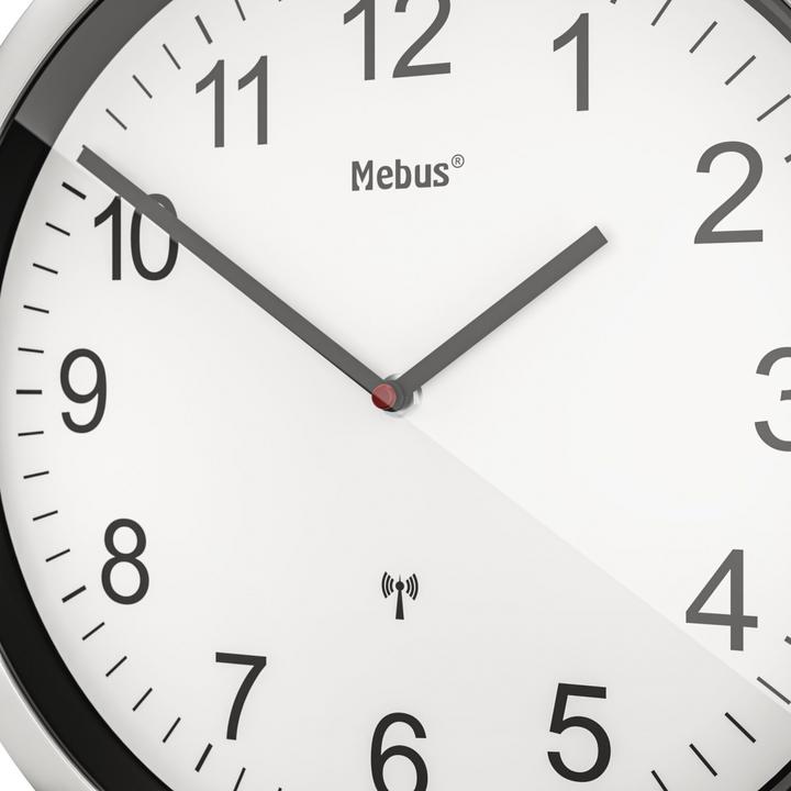 Image du produit Mebus 19809 Horloge murale radiofréquence blanc/argent (25 cm)