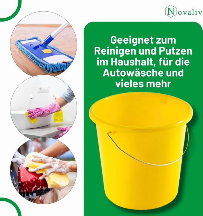 Image du produit Novaliv 10 Stück Eimer 10L Gelb mit Masseinteilung - Putzeimer 10 Liter? 28,5 cm Praktischer Allroun (10 pcs)