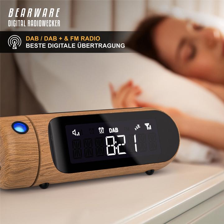 Image du produit Bearware Projektionswecker, Radiowecker DAB Plus, FM & DAB+ Küchenradio digital, Wecker, 4 Helligkeitsstufen