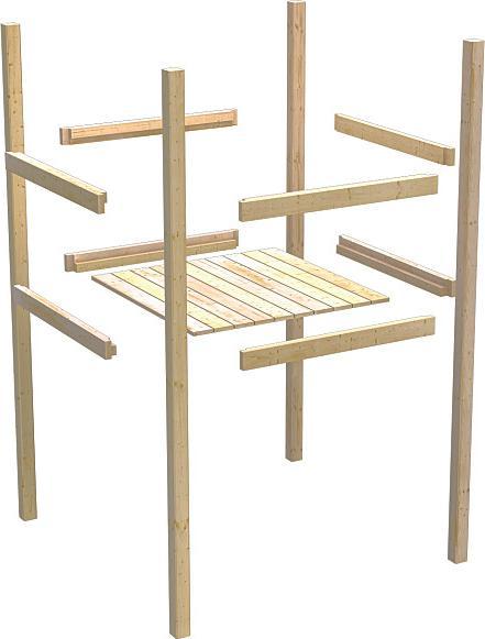 Actual product image Akubi Karibu children's play tower "Lotti" SET made of Nordic spruce, natural finish with swing extension